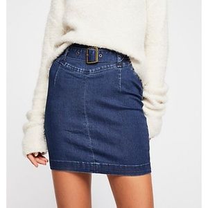Free People Livin it up Skirt in Denim Blue